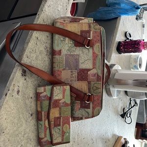 Vintage Fossil purse with matching wallet